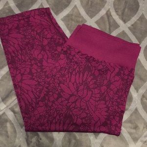 Magenta colored floral design capris